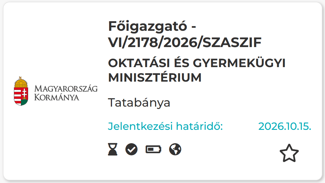 Főigazgatói munkakör betöltésére kiírt pályázati felhívás